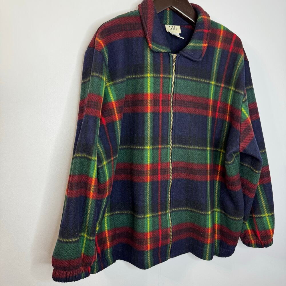 Vintage Teddi Full Zip Fleece Plaid Multi Jacket Full Zip Women's 2X - Picture 9 of 9